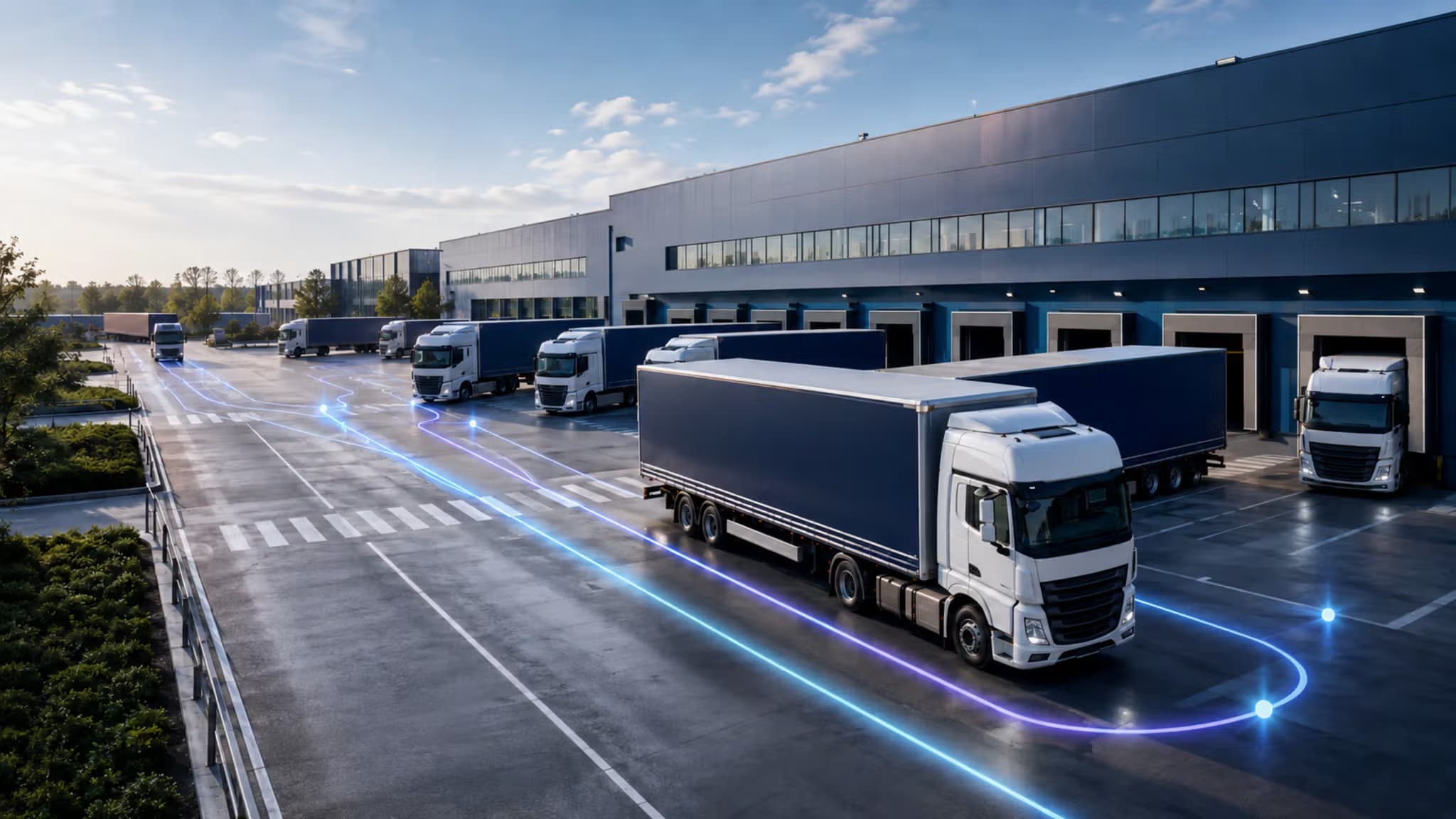 Transport hub and vehicles ready for departure