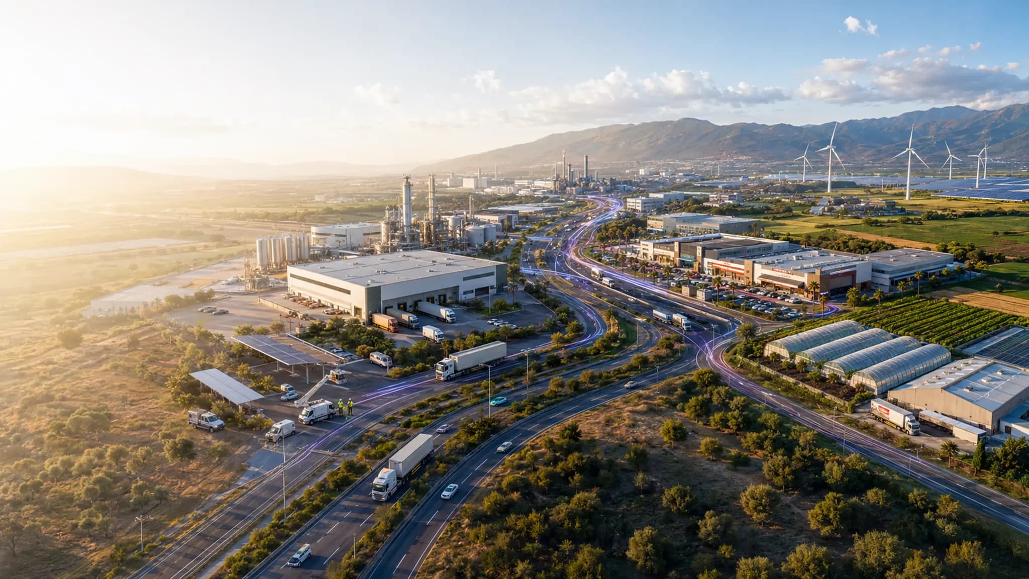 Economic territory connecting industry, logistics, food, commerce and services